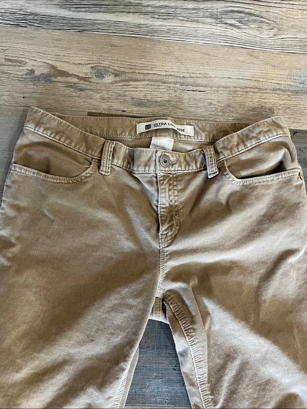 Vintage GAP Ultra Low Rise Women's Wide Leg Jeans in Tan Sz 12 Boho Chic TC0179 - Picture 6 of 9